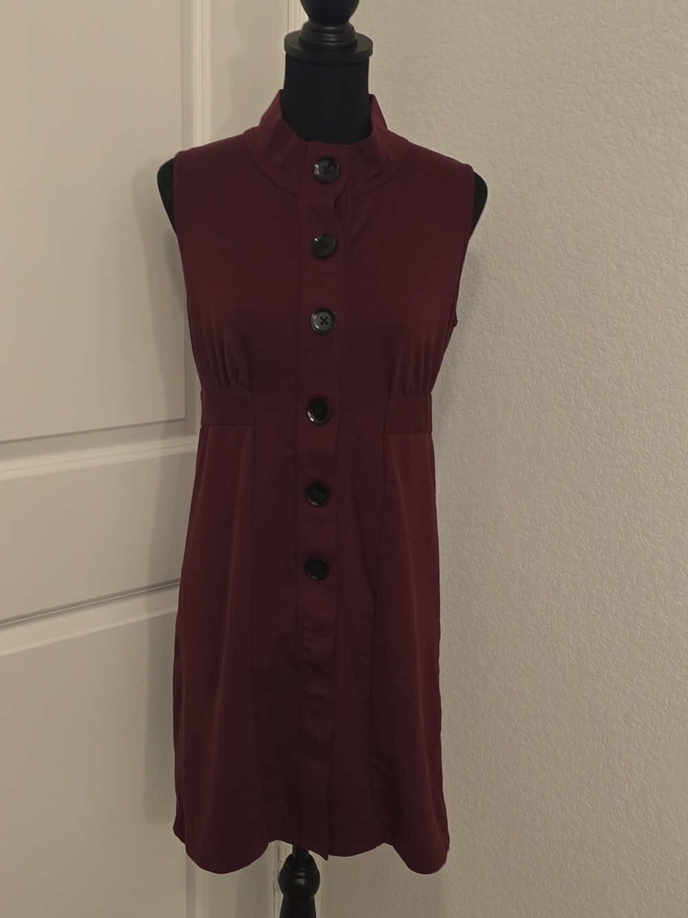 Banana Republic Sleeveless Button-Front Wine Dress
